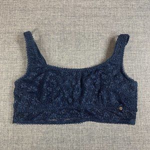 Lucky Brand Lace Bralette Womens Size XL  Navy Blue Floral Lace Wireless Lined